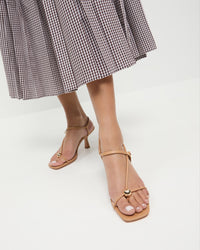 Triana Dune Leather Mid-Heel Sandal