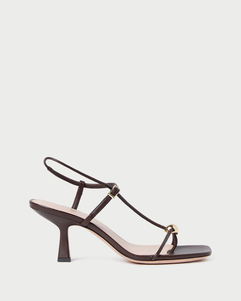 Triana Espresso Leather Mid-Heel Sandal