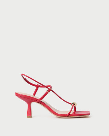 Triana Red Leather Mid-Heel Sandal | Footwear