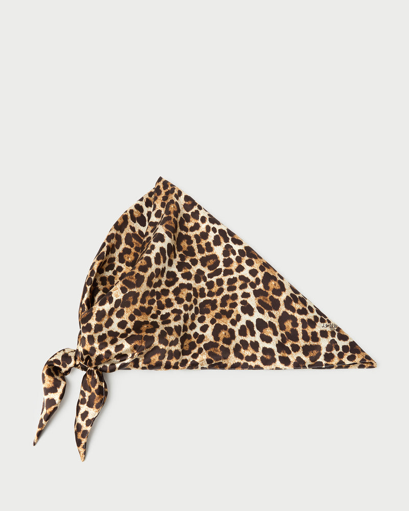 Trina Leopard Silk Scarf in leopard-print silk.