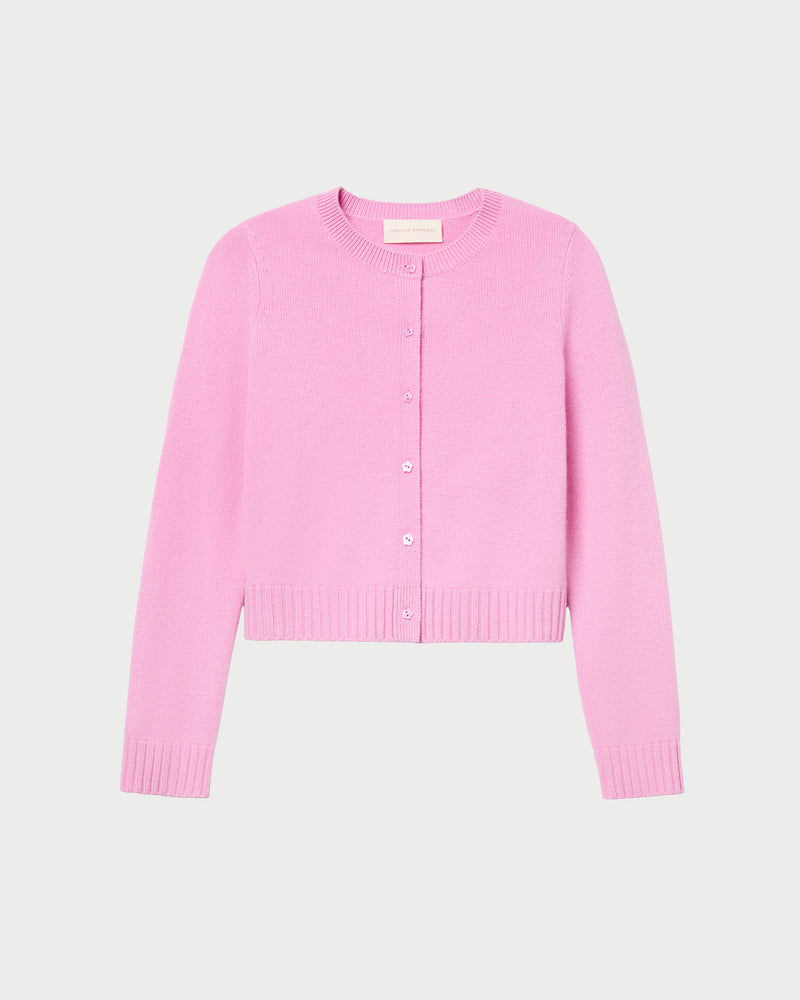 Tucker Cashmere Cardigan in pink cashmere.