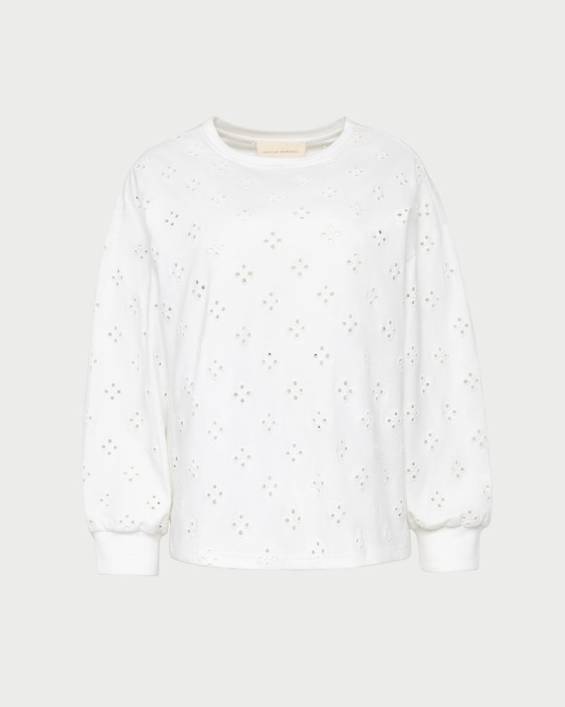 Twilla Embroidered Jersey Top in Cream.