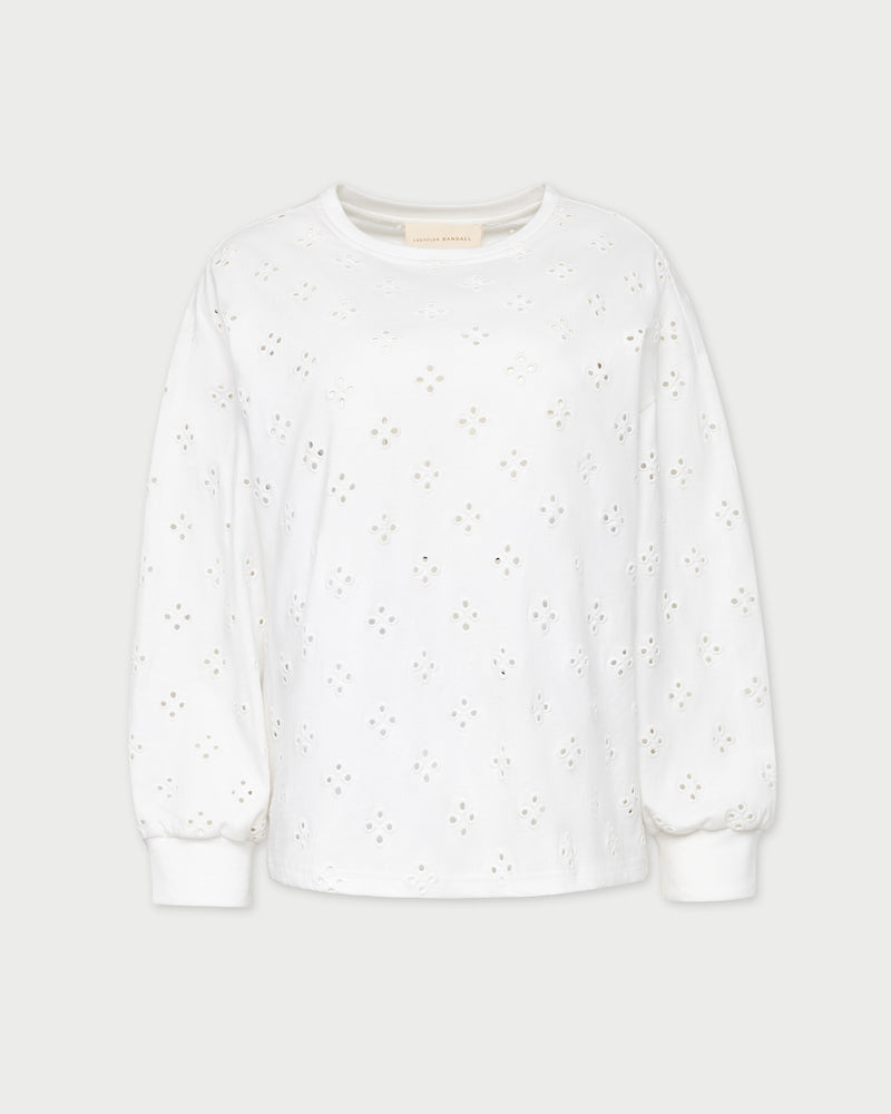 Twilla Embroidered Jersey Top in Cream.
