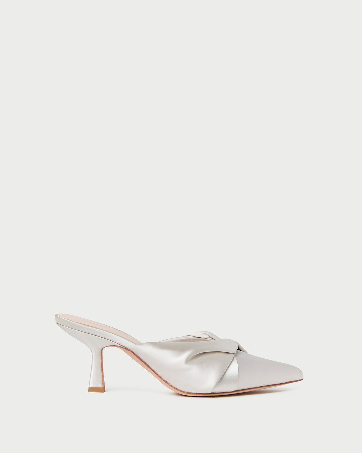Tyla Cream Satin Twisted Mule in cream satin.