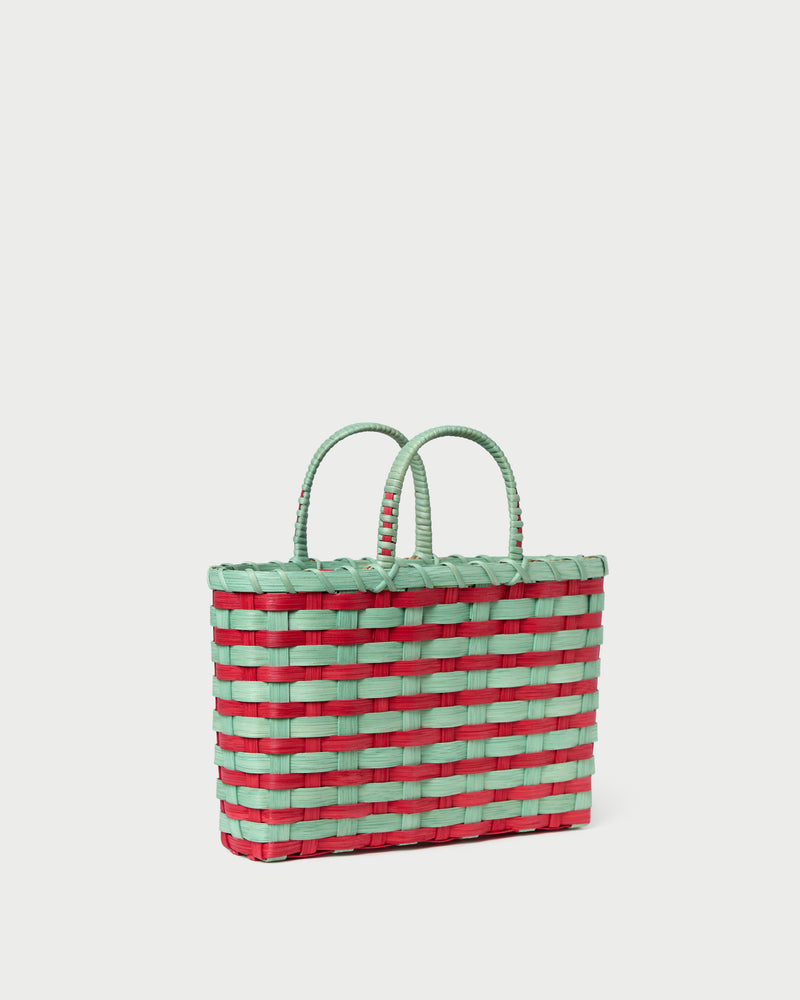 LR X Underwater Weaving Mint/Red Basket Tote