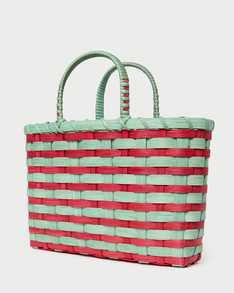 LR X Underwater Weaving Mint/Red Basket Tote