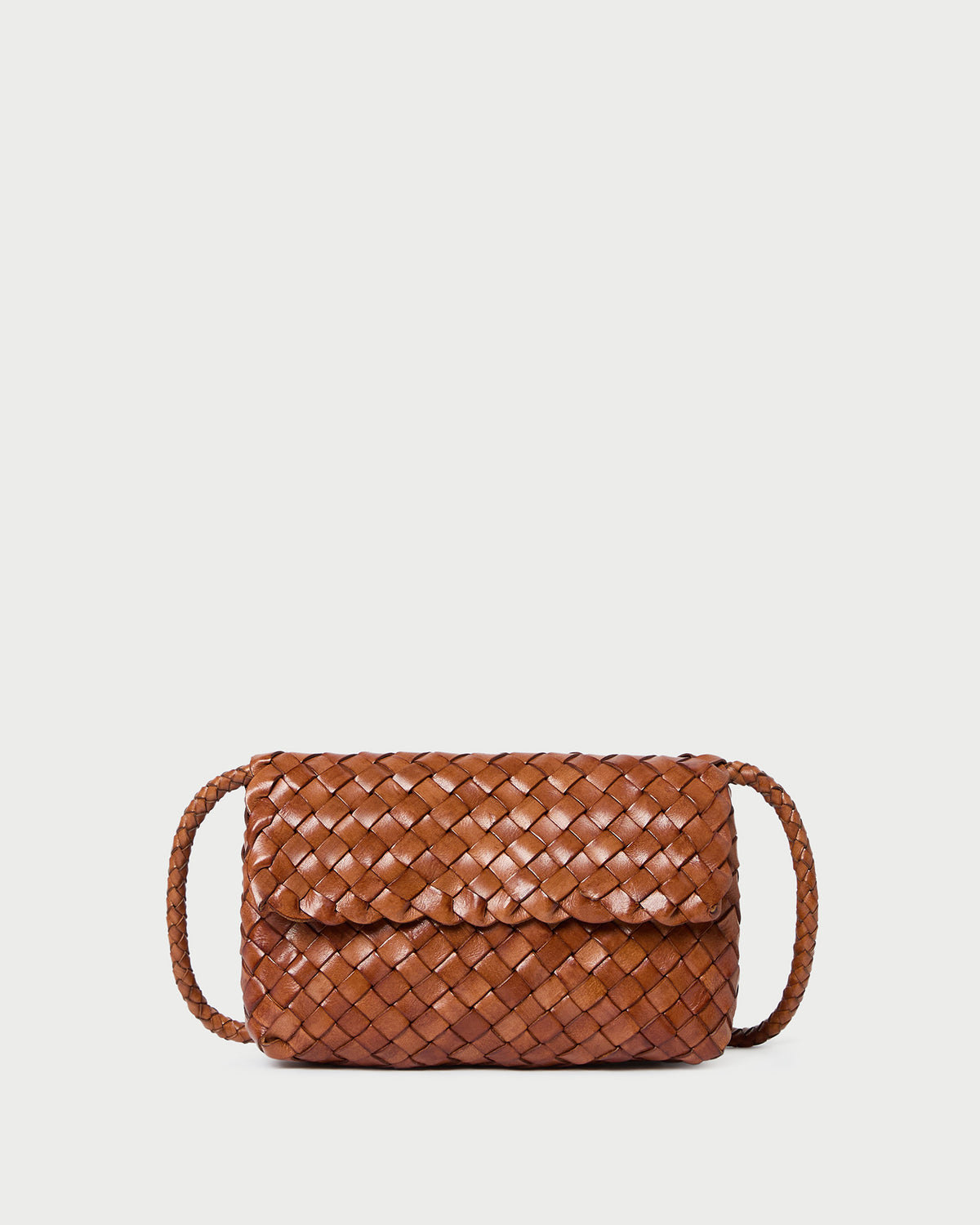 Vinnie Timber Woven Leather Crossbody in brown timber woven leather.