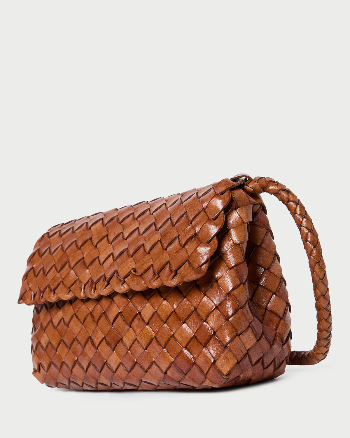 Vinnie Timber Woven Leather Crossbody in brown timber woven leather.