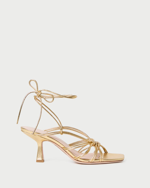 Vivienne Gold Lace-Up Heeled Sandal Heeled Sandals Footwear