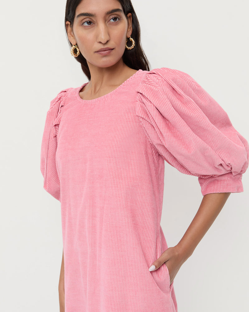 Willy Mini Dress in pink corduroy.