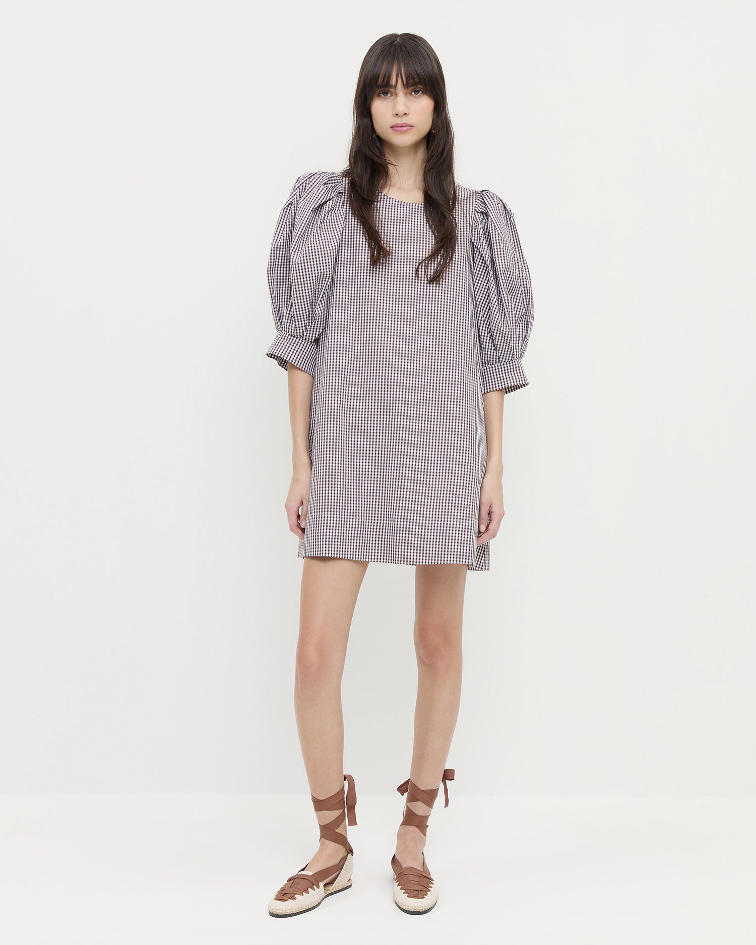 light brown gingham dress Willy Dark Brown/Cream Gingham Mini Dress