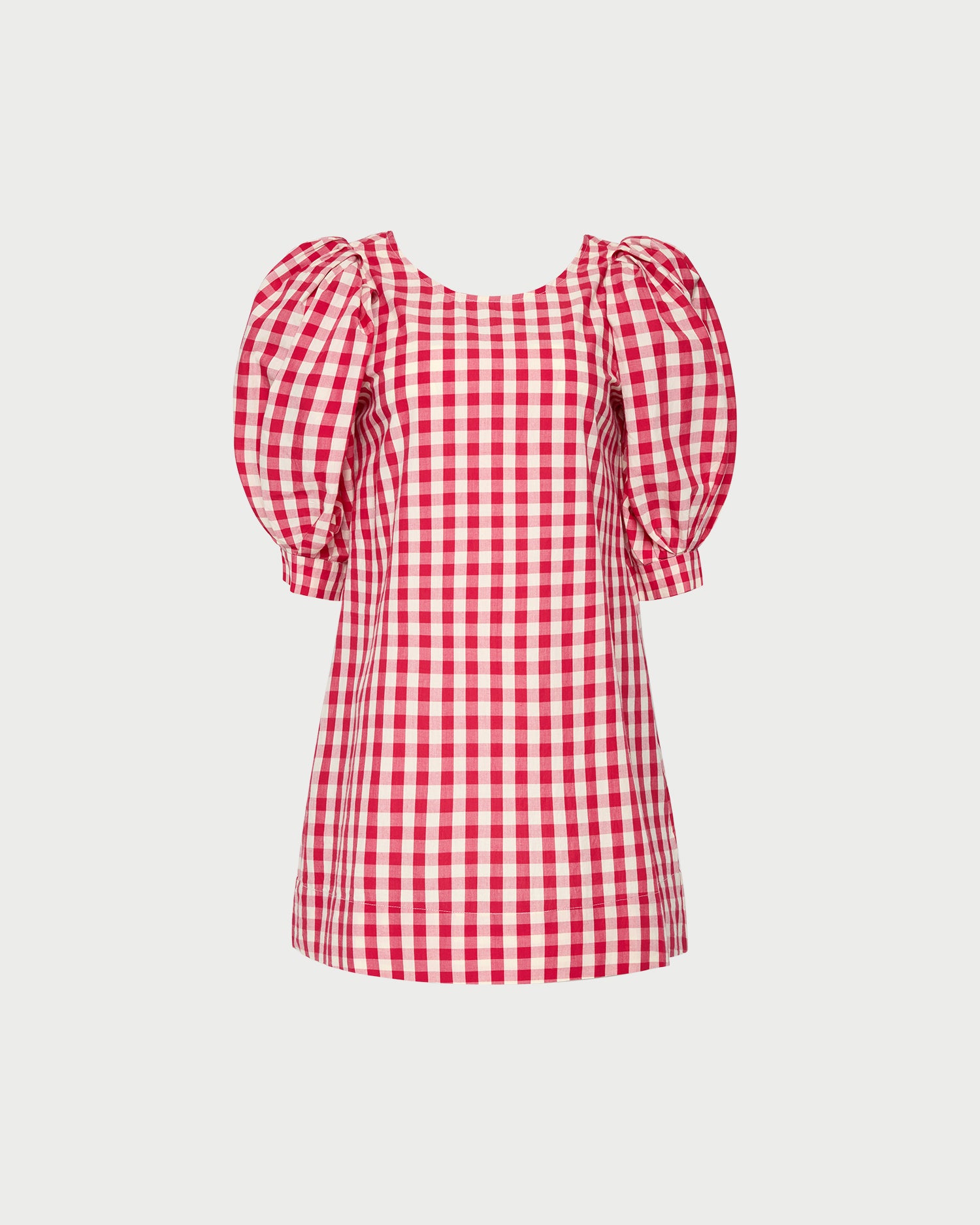 red gingham puff sleeve dress Rubi Red Gingham Babydoll Mini Dress - US 8