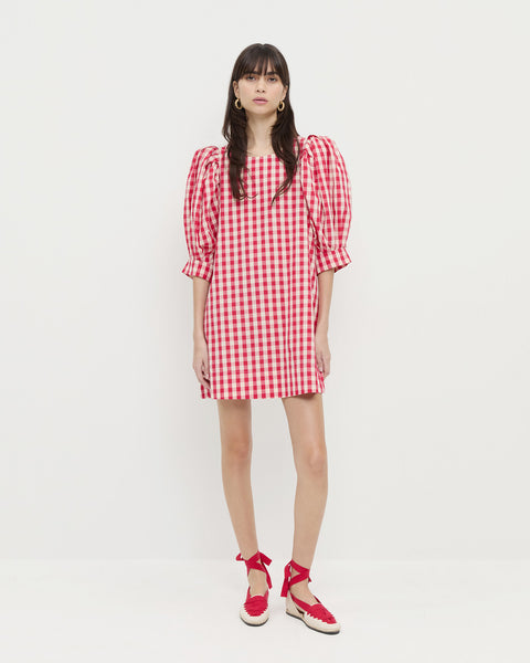 fitted lace wedding dress Winxie Shirred Mini Dress Red Gingham main image 0