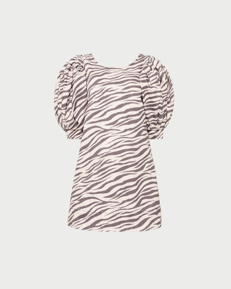 Willy Mini Dress in zebra print denim.