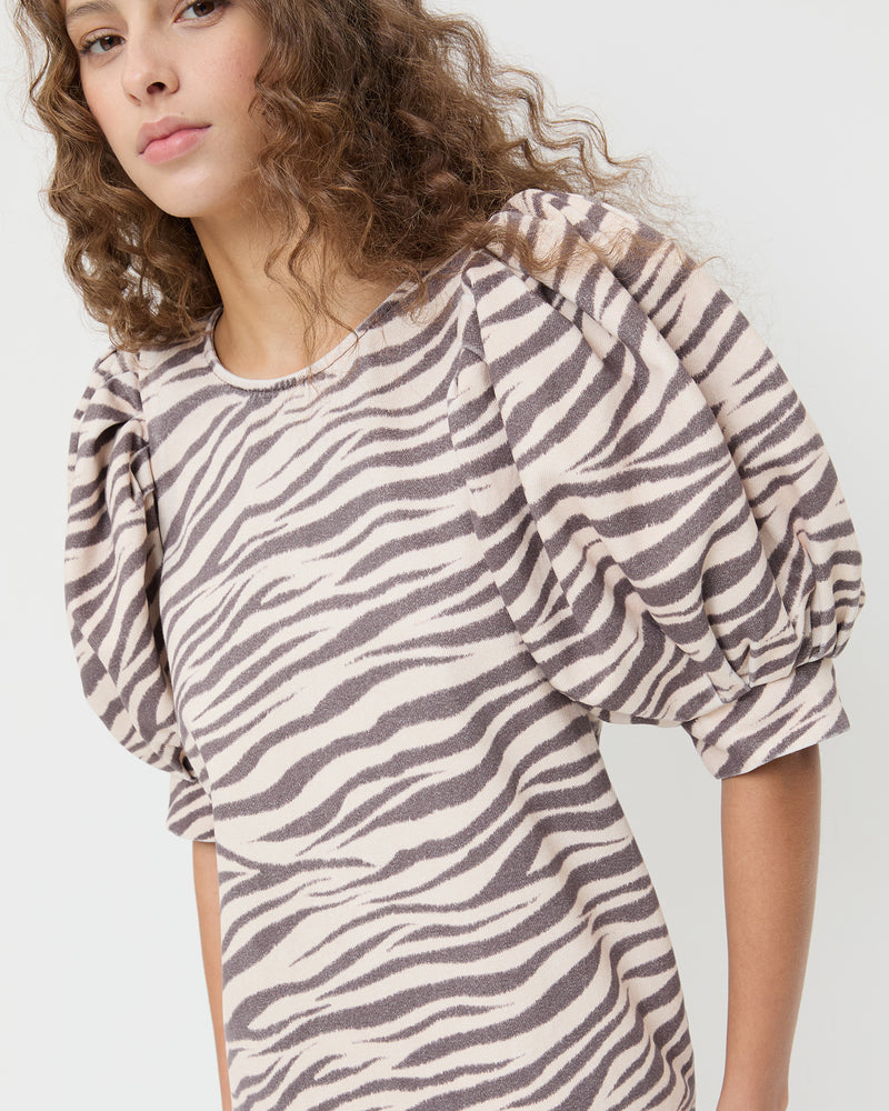 Willy Mini Dress in zebra print denim.