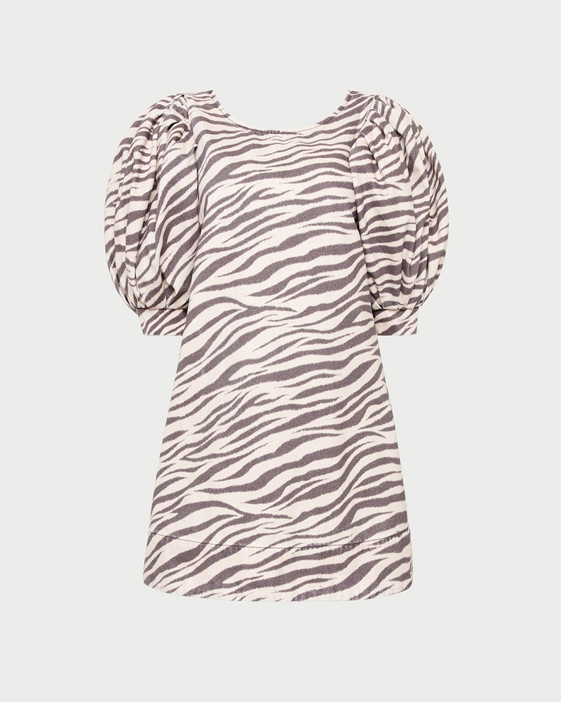 Willy Mini Dress in zebra print denim.