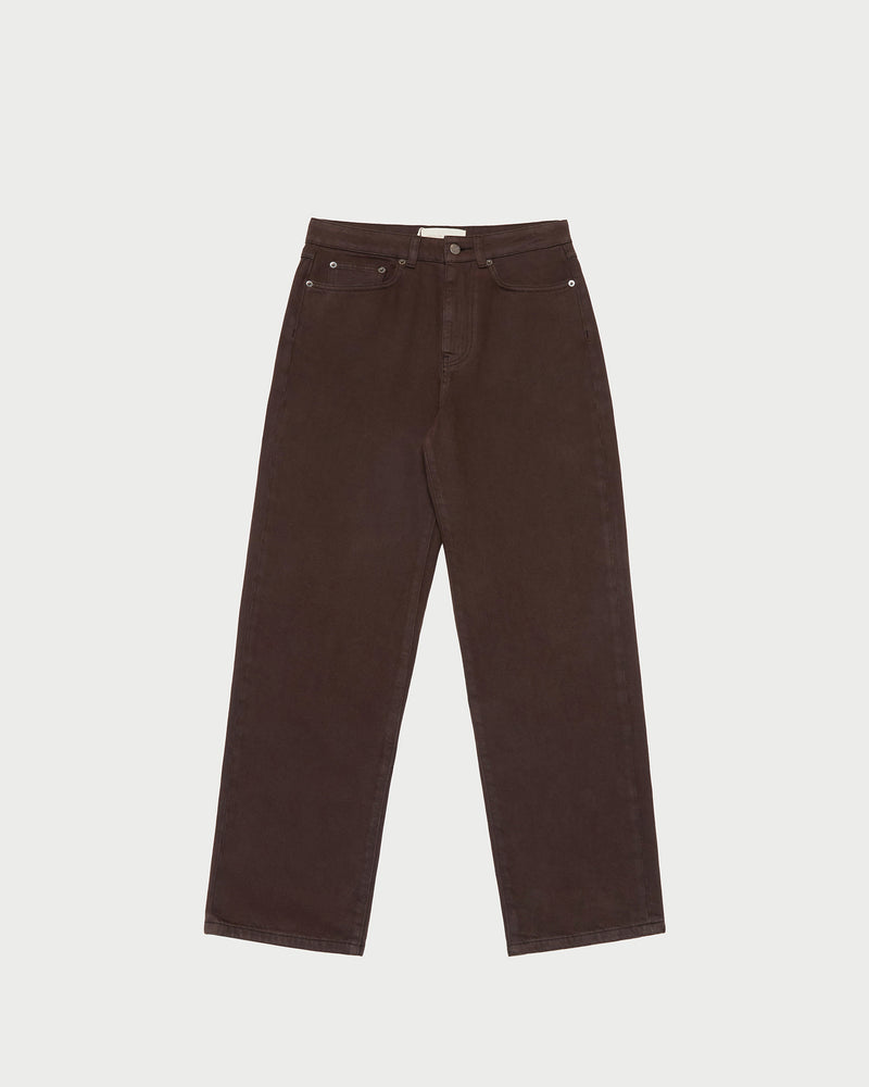 Winona Denim straight leg pant in dark brown.