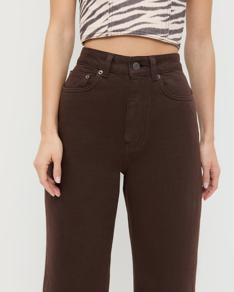Winona Denim straight leg pant in dark brown.