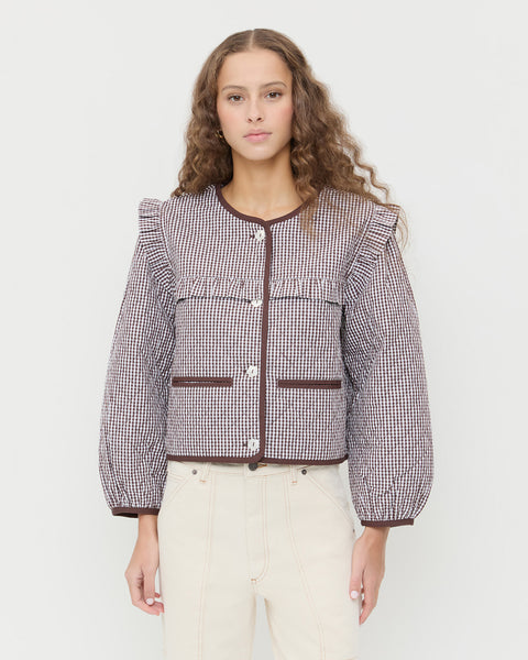 Winslet Dark Brown Gingham Jacket | Outerwear