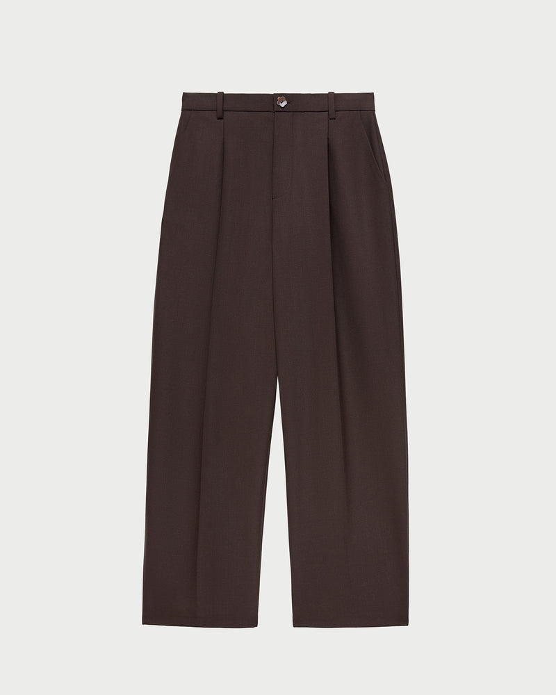 Winston Wool Pant in dark brown wool blend.