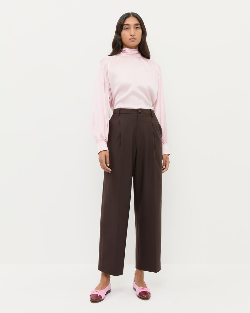 Winston Wool Pant in dark brown wool blend.