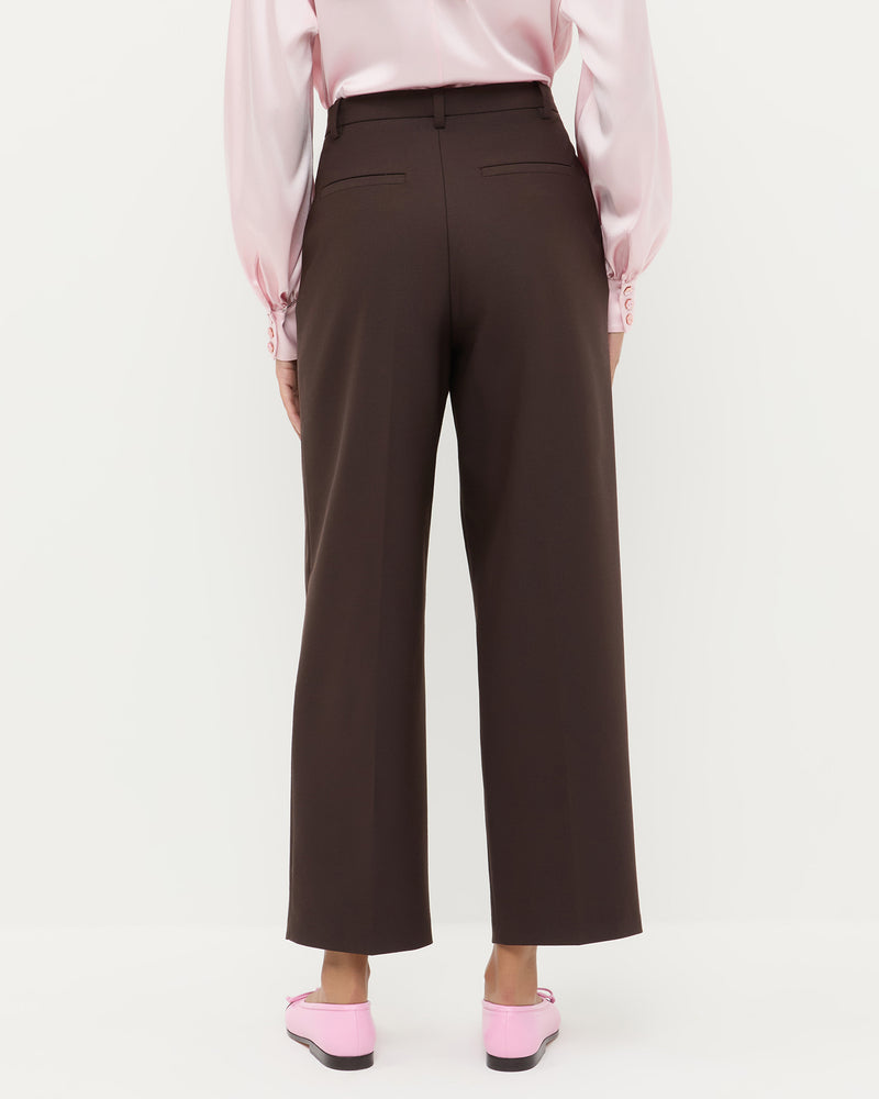 Winston Wool Pant in dark brown wool blend.