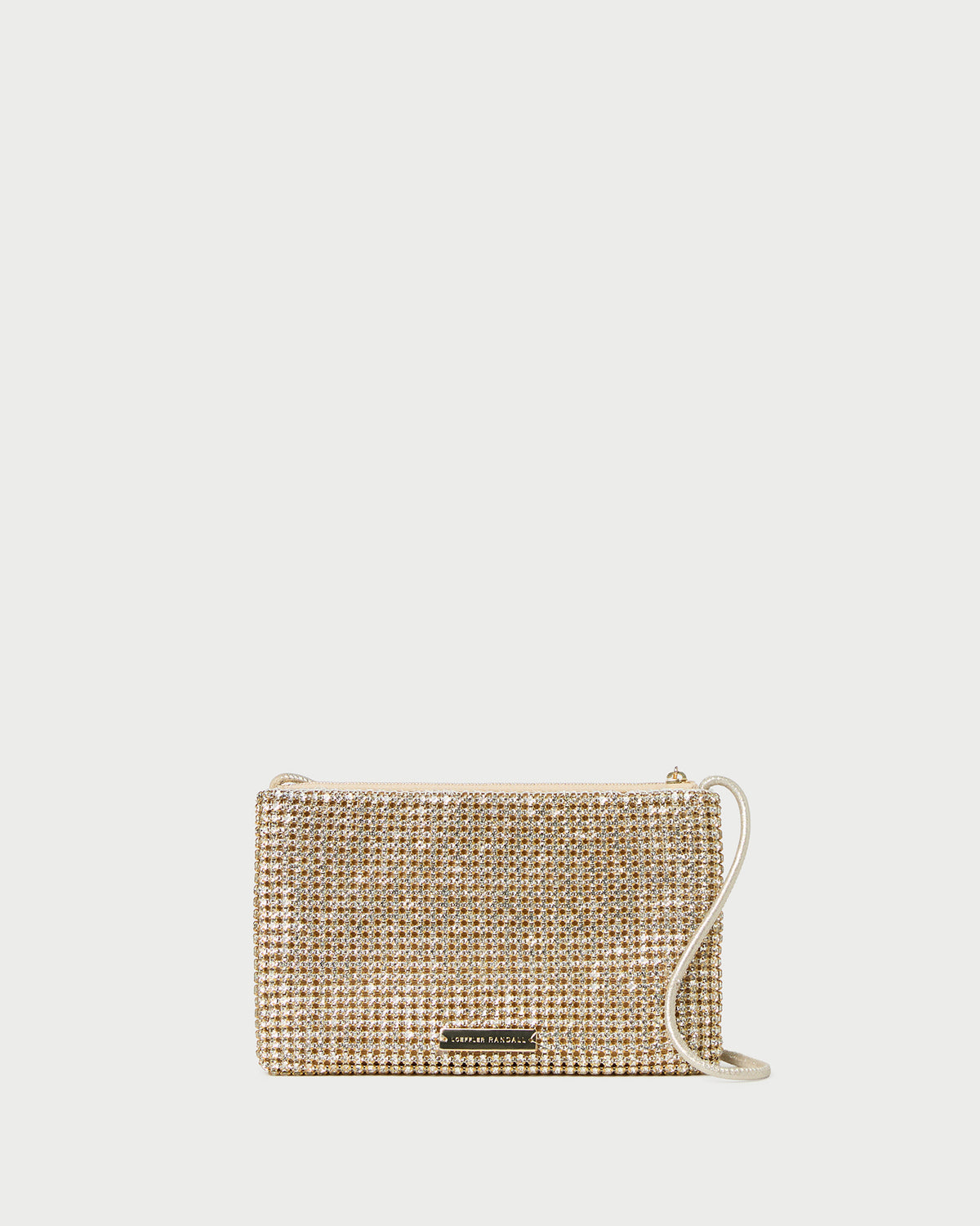 Yara Gold Diamanté Flat Clutch in gold diamanté.