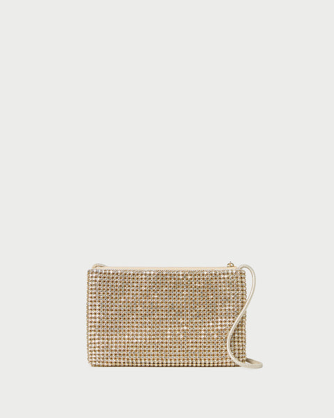 Yara Gold Diamanté Flat Clutch | Clutches | Handbags