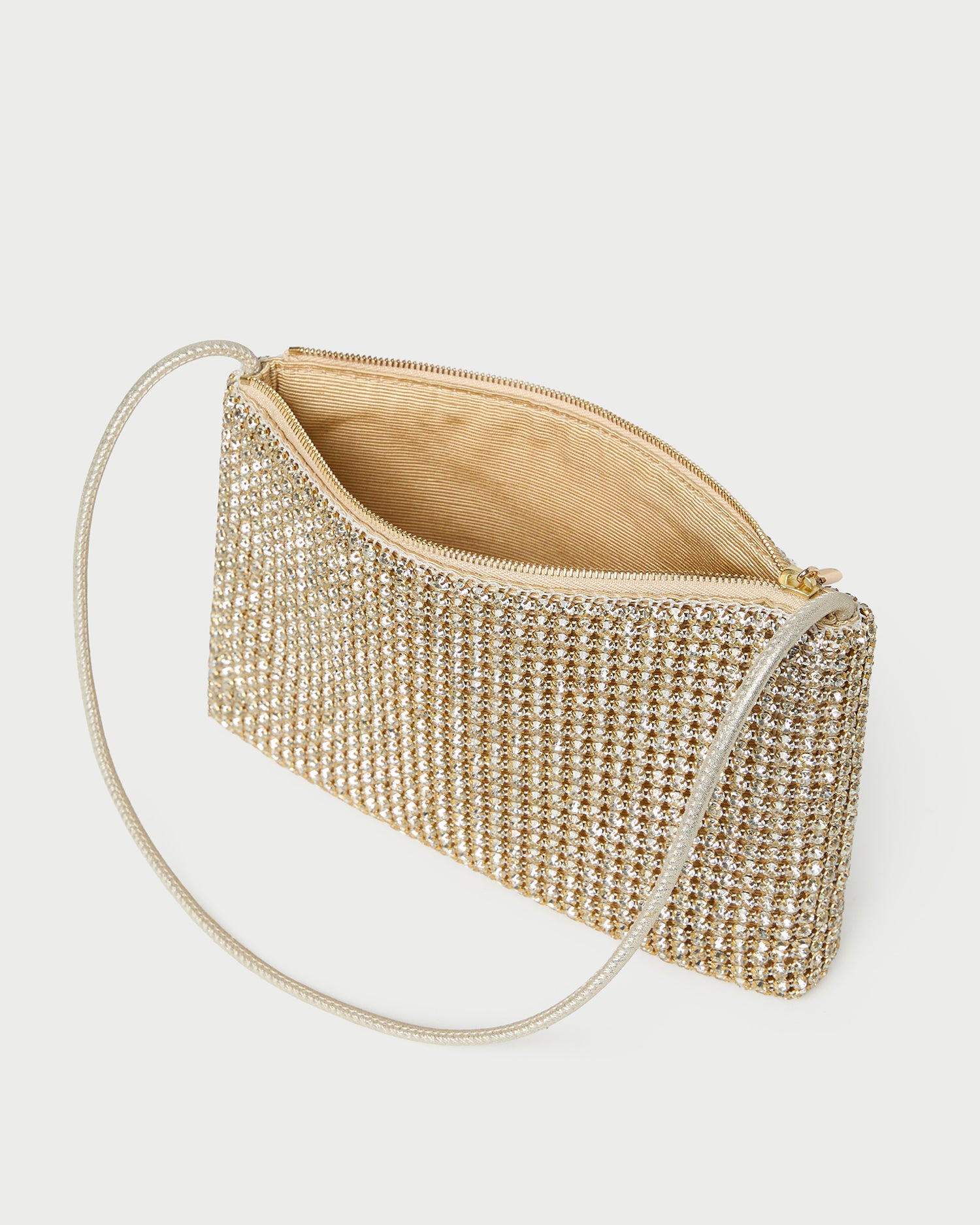 Yara Gold Diamanté Flat Clutch | Clutches | Handbags