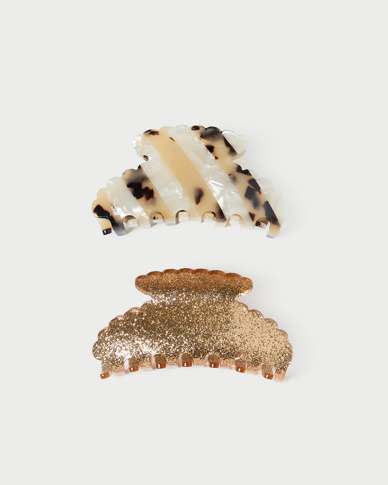 Color: Champagne Chunky Glitter/Tort Pearl Stripe