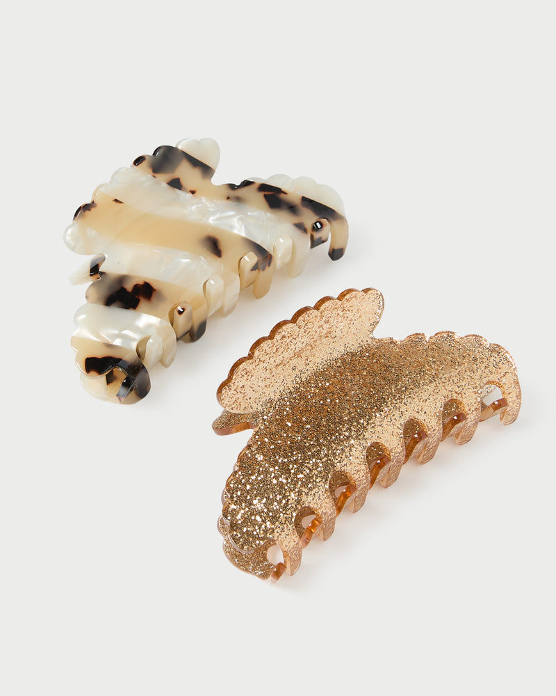 Color: Champagne Chunky Glitter/Tort Pearl Stripe