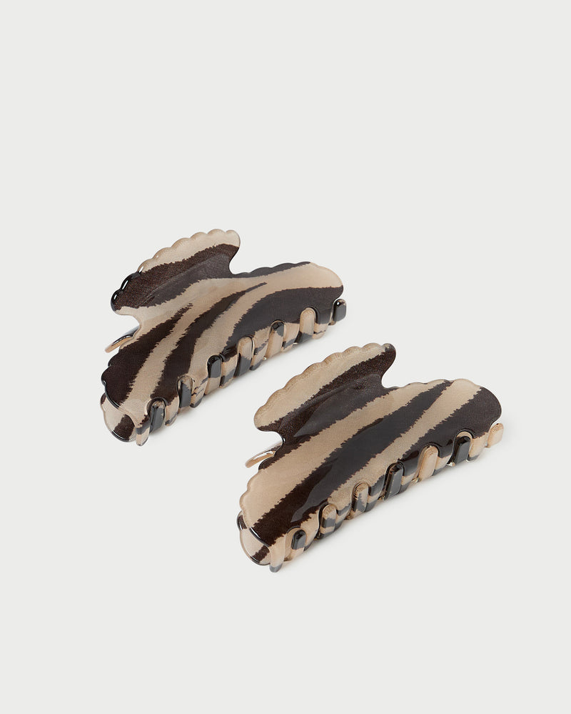 Yuri Zebra Hair Clip Set. Two Hair clips.