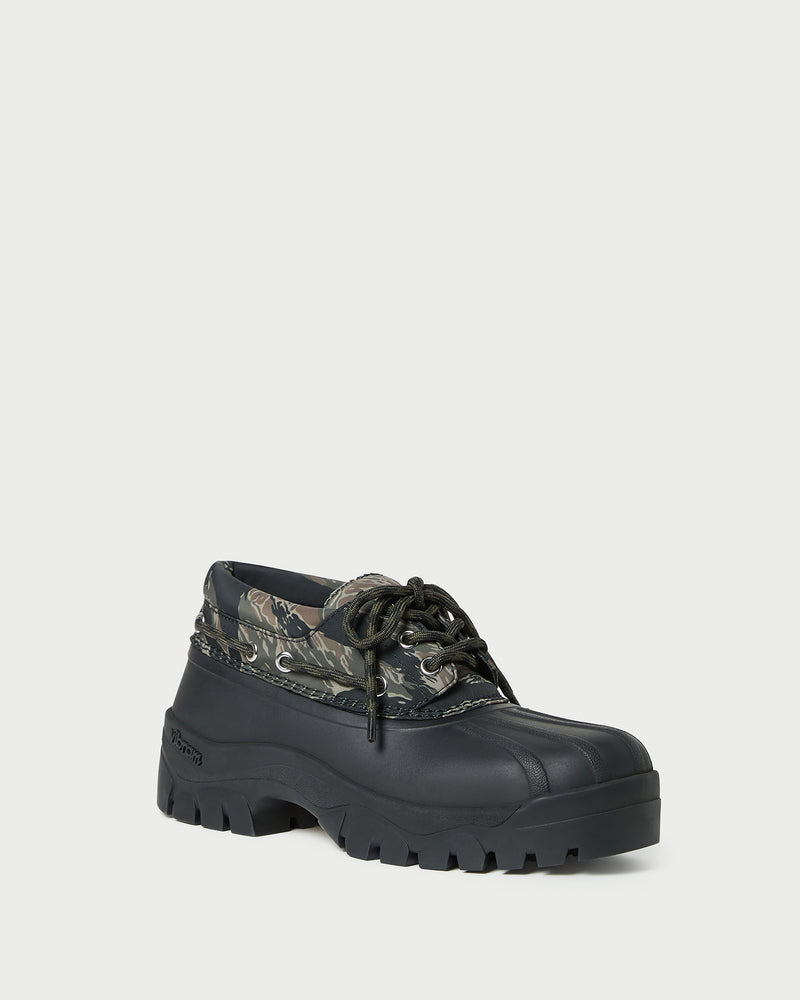 Zola Camo Weather-Ready Lug Shoe in camo nylon.