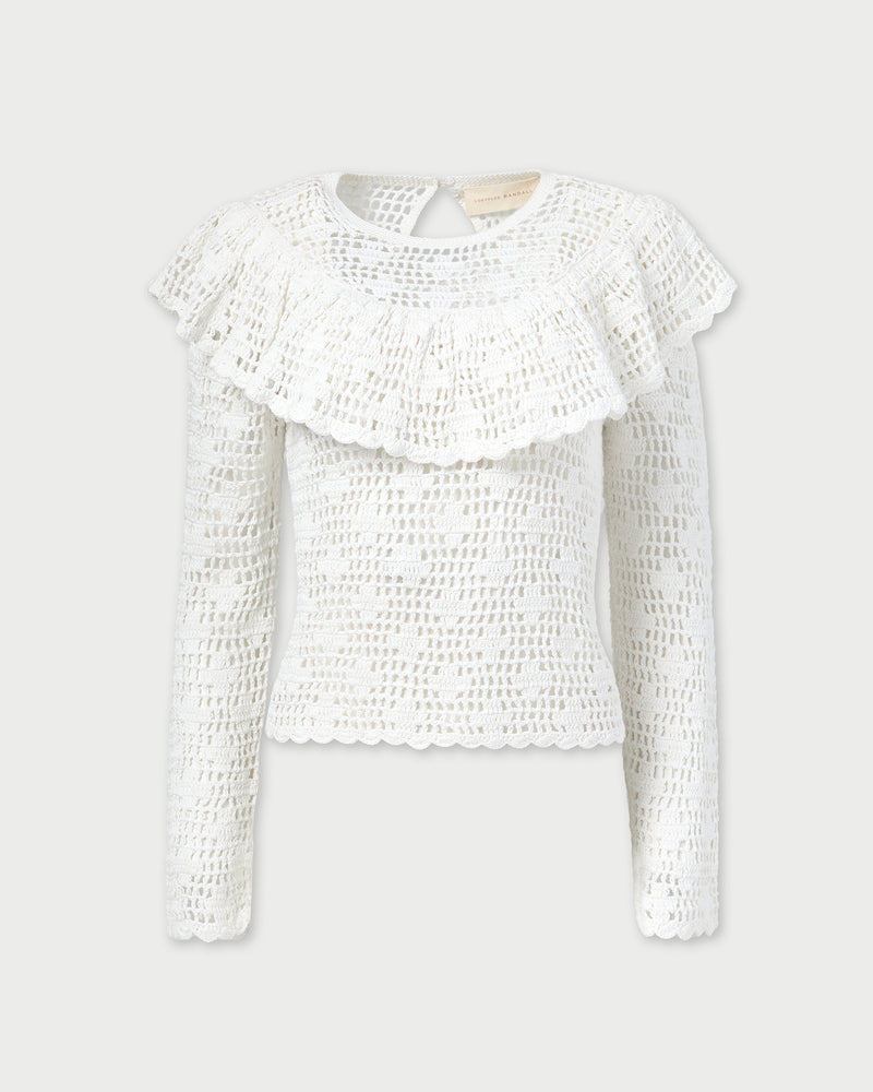 Abigail Top in hand crocheted cream cotton.