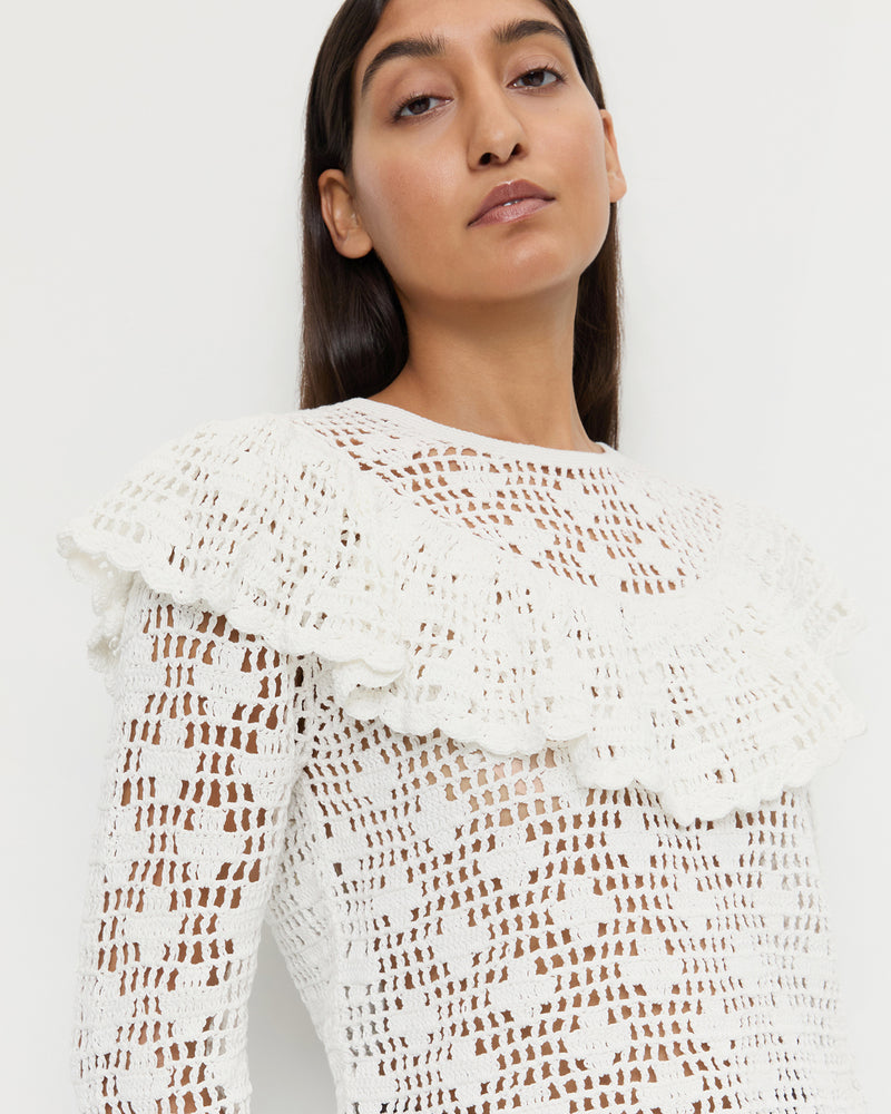 Abigail Top in hand crocheted cream cotton.