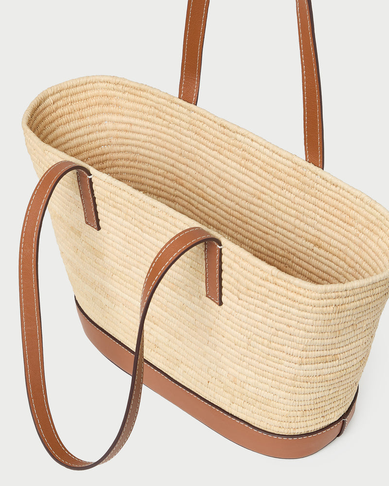 Adler Small Straw Basket in Natural Cognac