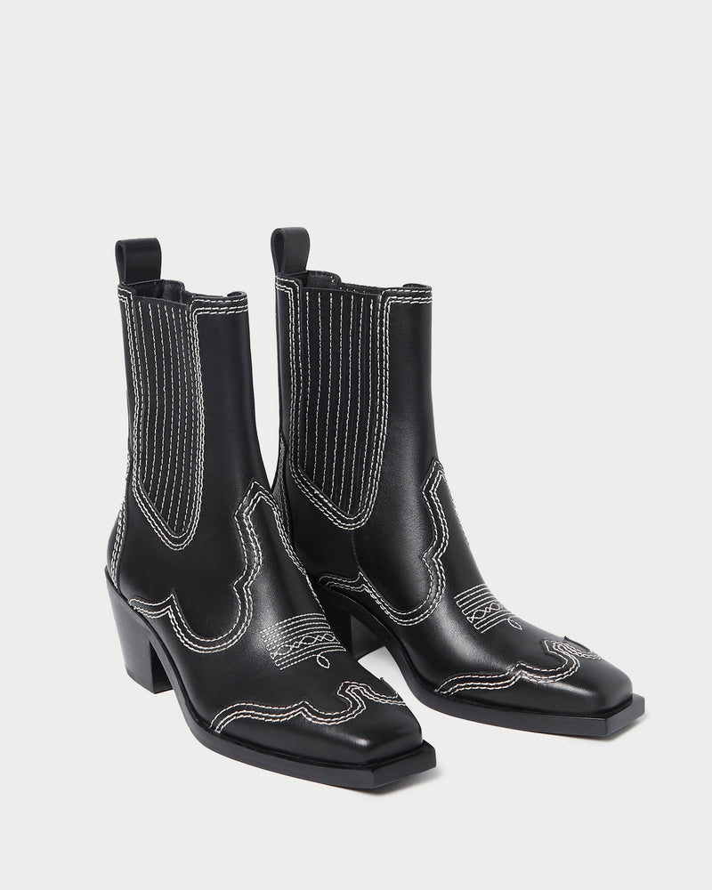 Agnes Black/Cream Western Boot