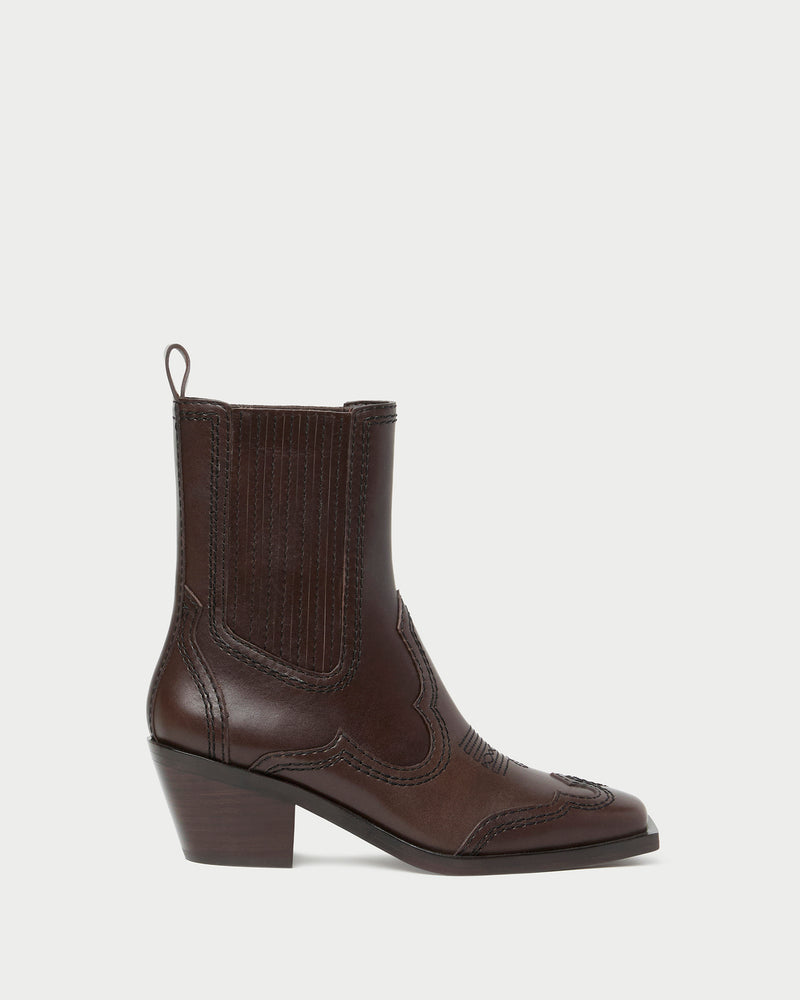 Agnes Brown Leather Western Boot