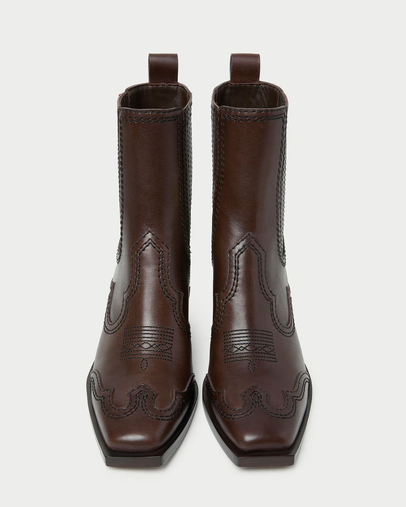 Agnes Brown Leather Western Boot