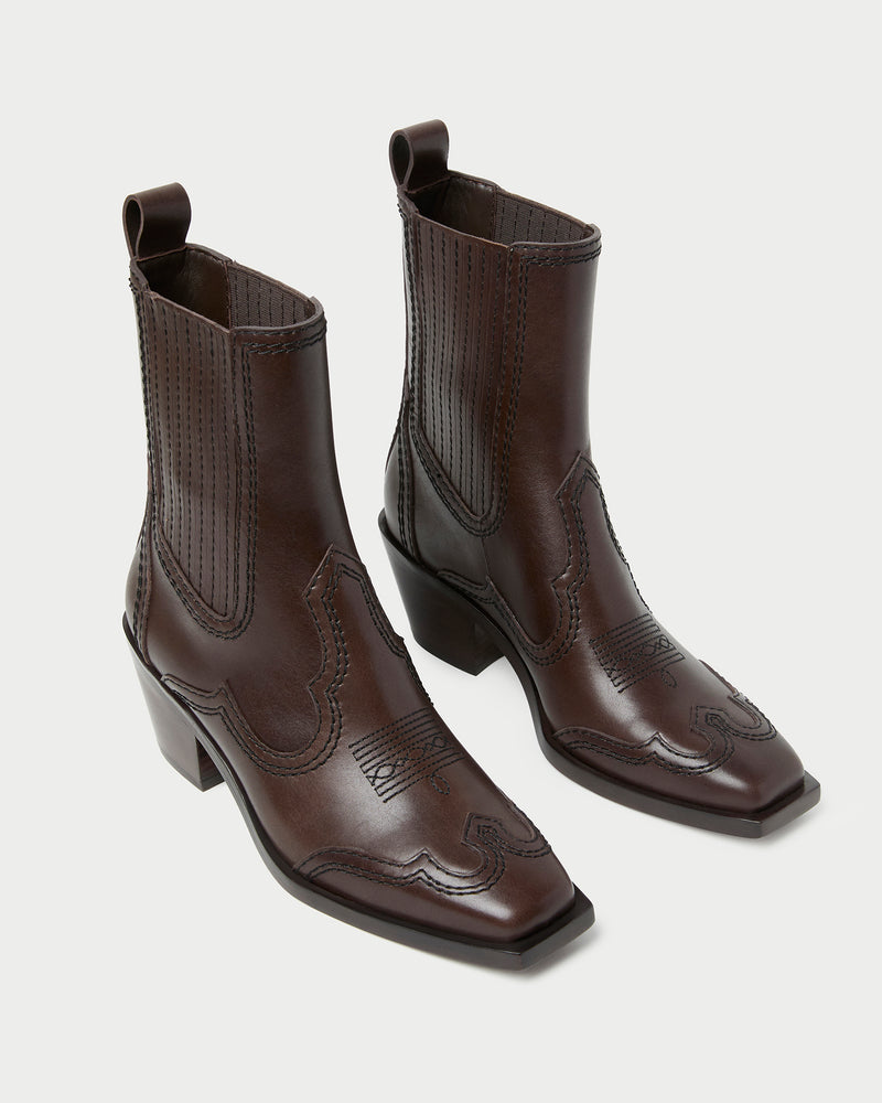 Agnes Brown Leather Western Boot