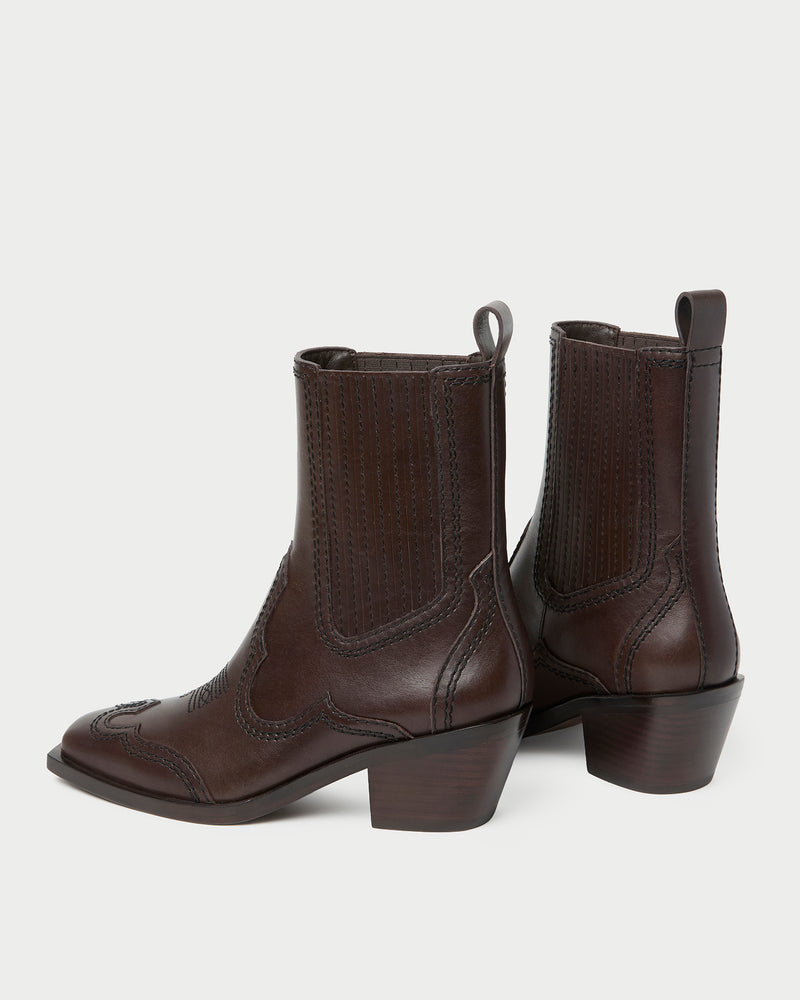 Agnes Brown Leather Western Boot
