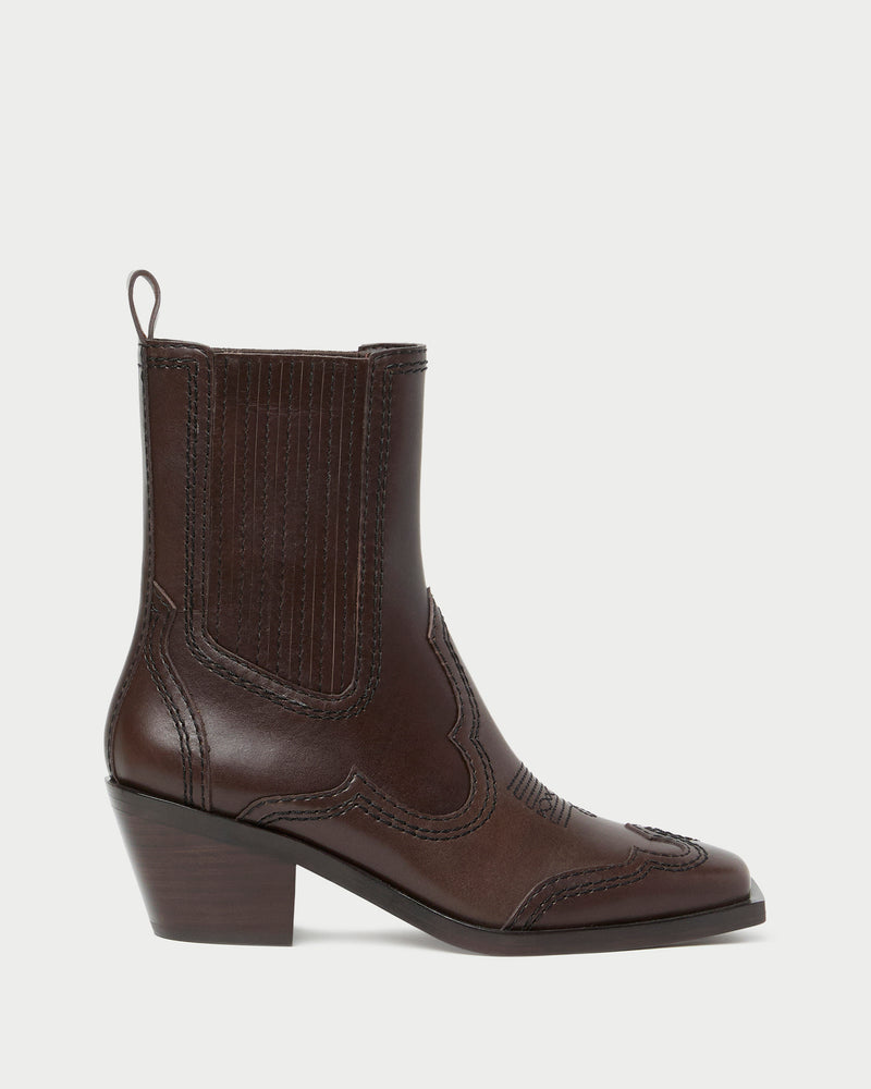 Agnes Brown Leather Western Boot