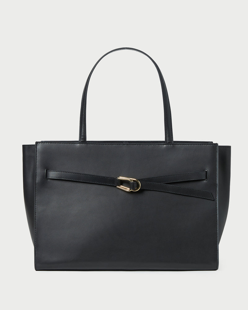 Aidan Black Leather Work Tote