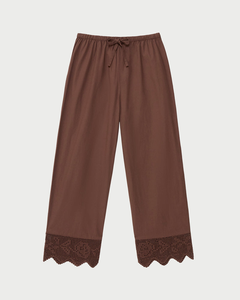 Amani Pant in dark brown cotton.