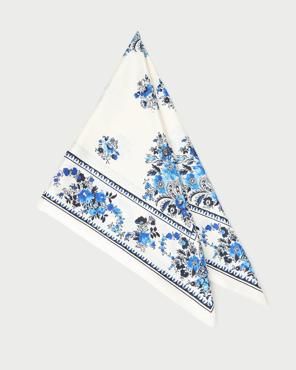 Beverly Cream/Blue Silk Scarf