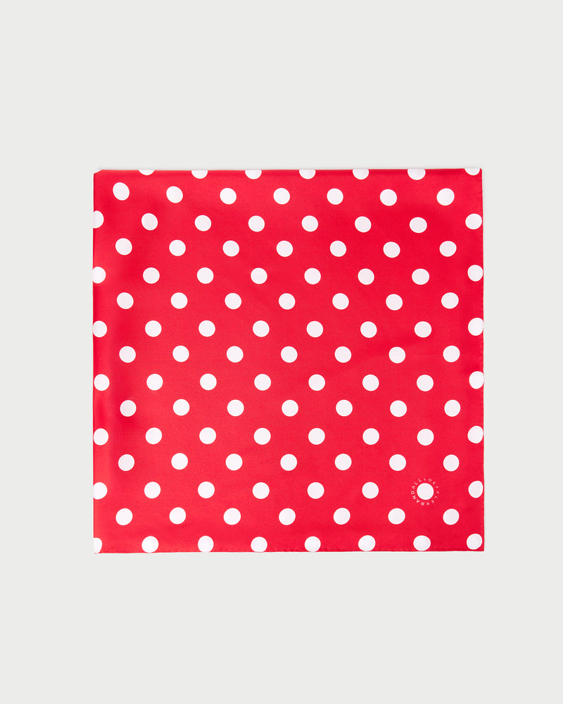 Beverly Red/White Silk Scarf in polka dot silk.