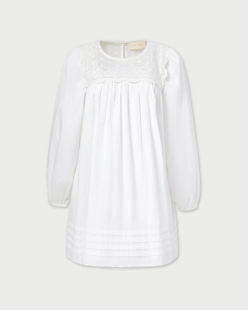 Brenna Dress in white cotton.