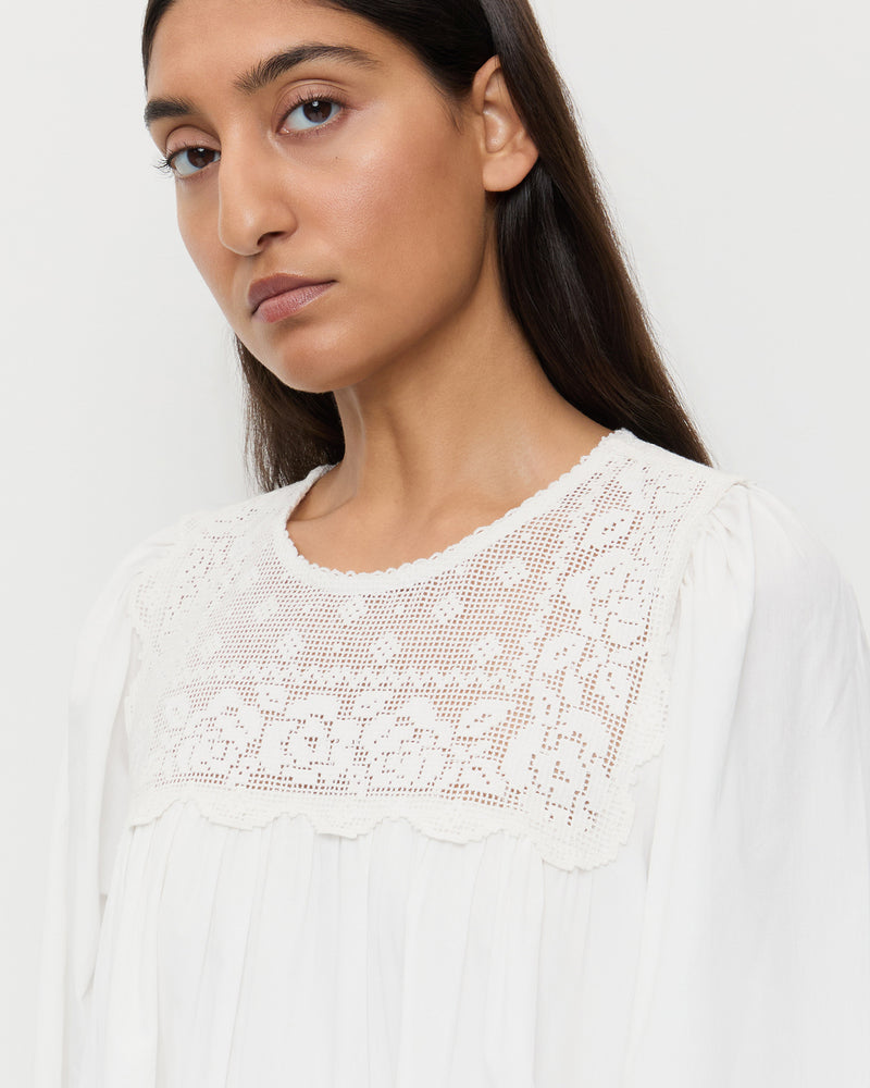 Brenna Dress in white cotton.