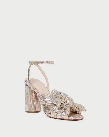 Camellia Champagne Pleated Bow Heel