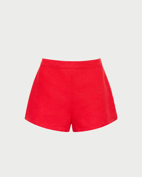 Carissa Red Linen Short | Bottoms